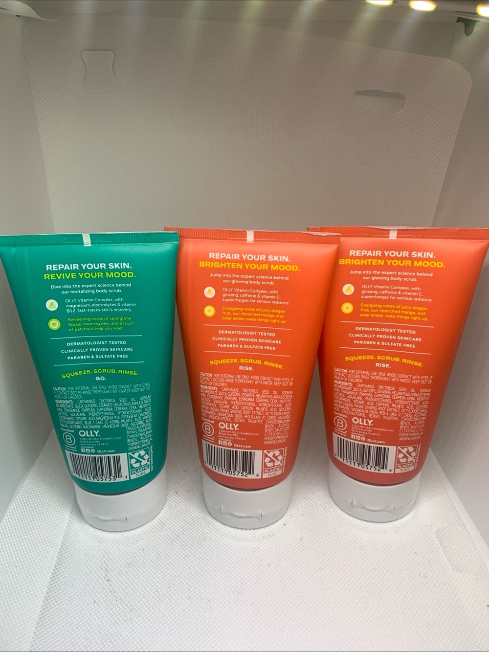 Olly Bright & Revive Mood + Skin Body Scrub Set of 3- Citrus & Neroli New - Picture 2 of 2